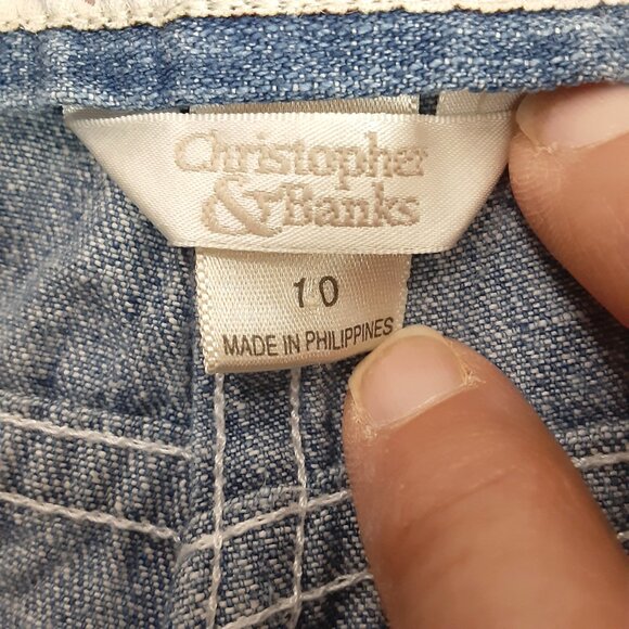 Vintage Christopher & Banks Jean Crop Pants Sz 10 Fall Y2K Pockets Zip/Button - Picture 13 of 13